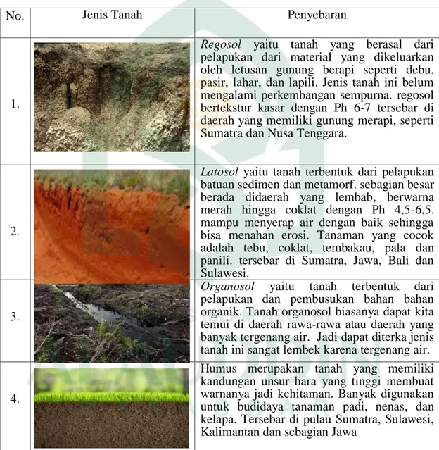 Tabel  2.2  Jenis  Tanah  pada  Pertanian  dan  Perkebunan  Tanah  di  Indonesia  (Kelly,  2002) 