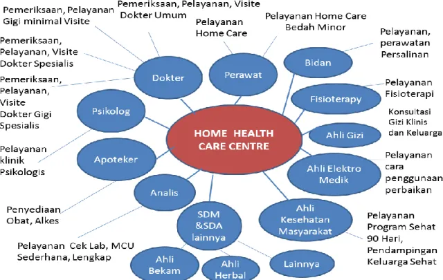 Gambar 3 . Home Health Care Centre jenis layanan kesehatan  SDM Profesi kesehatan dan lainnya 
