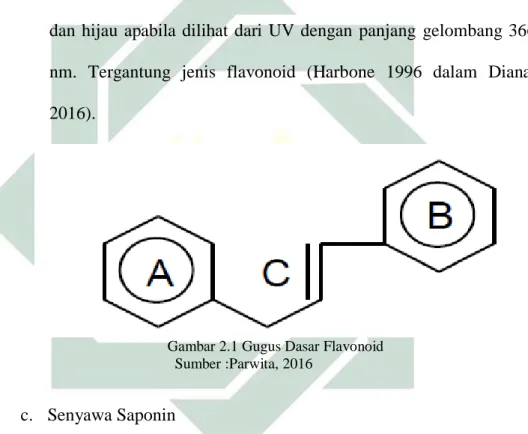 Gambar 2.1 Gugus Dasar Flavonoid                Sumber :Parwita, 2016 