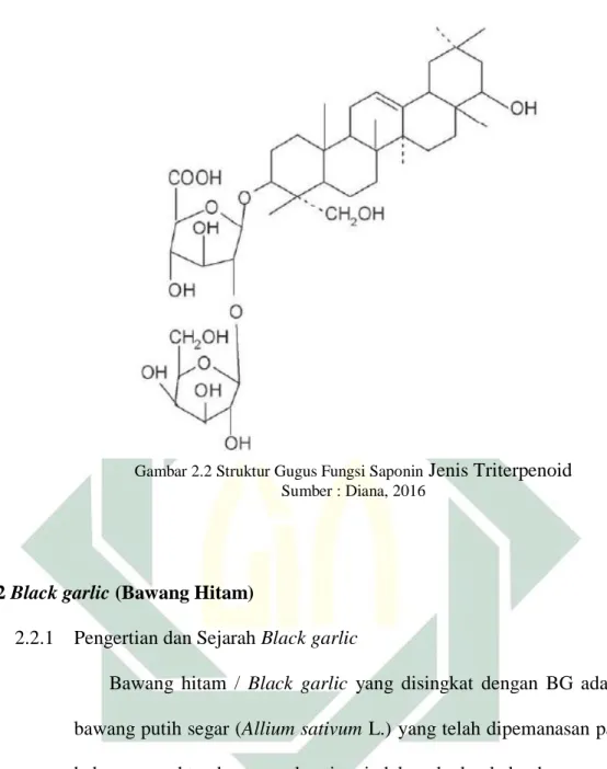 Gambar 2.2 Struktur Gugus Fungsi Saponin  Jenis Triterpenoid  