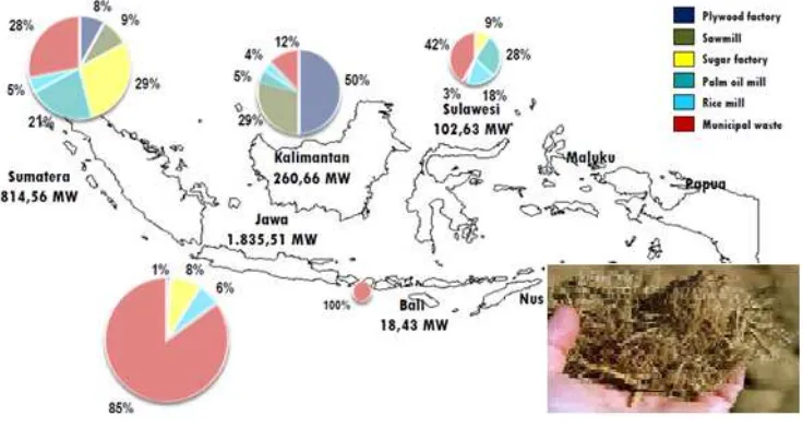 Gambar 2.3 Potensi Biomassa di Indonesia [25].  