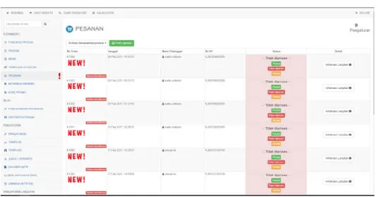 Gambar 6. Halaman Pesanan 