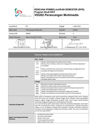 RENCANA PEMBELAJARAN SEMESTER (RPS) Program Studi DKV VID202 ...