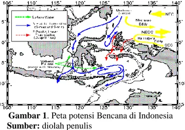 Gambar 1. Peta potensi Bencana di Indonesia                                     Sumber: diolah penulis 