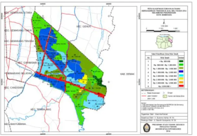 Gambar 4.2 Peta Zona Nilai Tanah Tahun 2014  Tabel 4.2. Tabel Harga Tanah Per Zona tahun 2014 