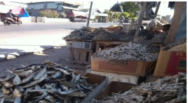 Gambar 6. Salah satu lokasi penjualan ikan asin yang dekat dengan jalan raya. 