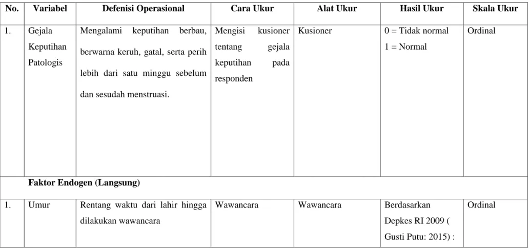 Tabel 3.1 Defenisi Operasional 