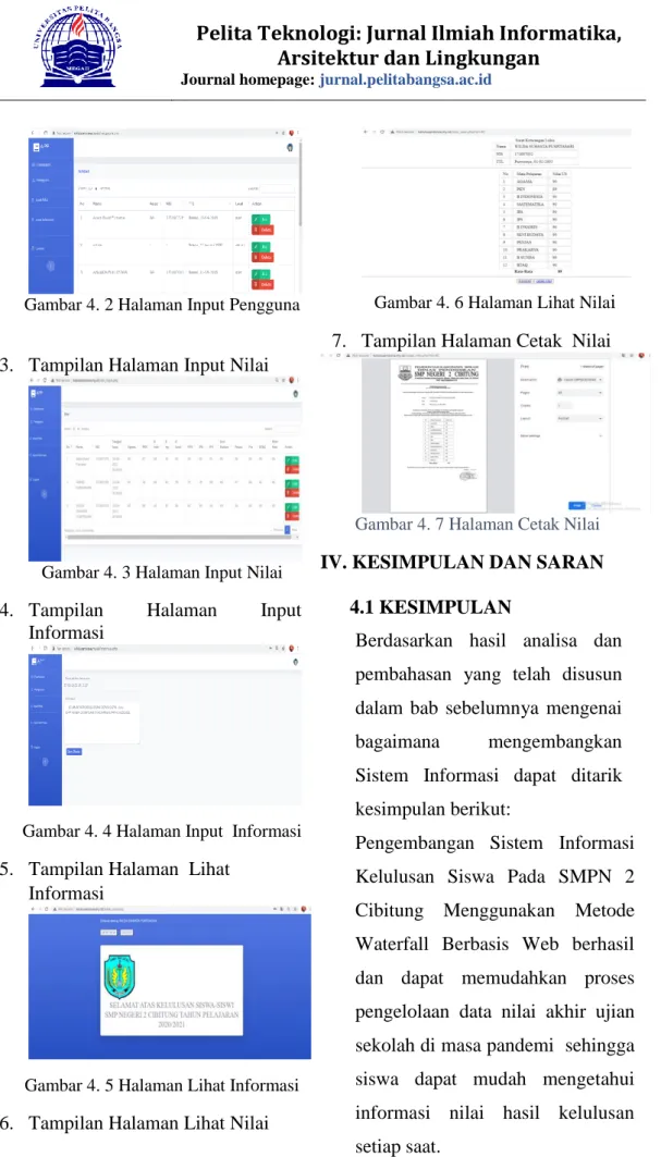 Gambar 4. 3 Halaman Input Nilai  4.  Tampilan  Halaman  Input 