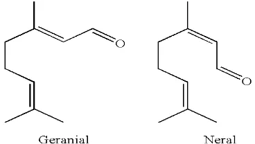 Gambar 1. Struktur kimia citral (Wikipedia, 2010) 