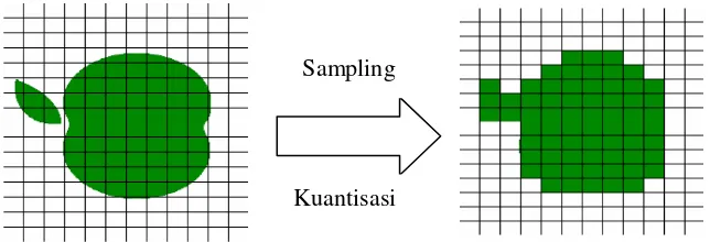 Gambar 2.3. Proses Sampling dan Kuantisasi (Sutoyo, 2009) 