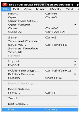 Gambar 2.14. Cara Keluar Dari Macromedia Flash 8.0