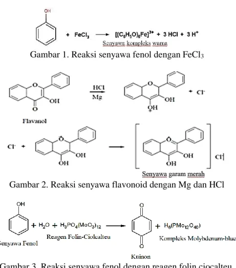 Gambar 1. Reaksi senyawa fenol dengan FeCl3 