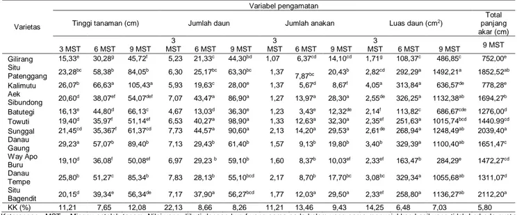 Tabel 2 Karakter morfologi varietas padi gogo potensi toleran kekeringan 