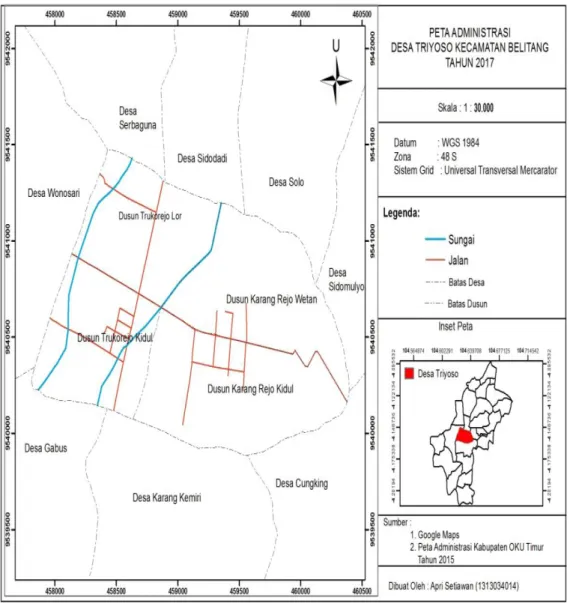 Gambar 1. Peta Administrasi Desa Triyoso Tahun 2017.  B.  Hasil  Penelitian  dan 