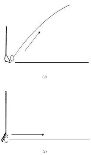 Gambar 2.5 (b) lintasan pukulan stik golf iron 6 (pitching), (c) lintasan pukulan stik golf putter (sambungan) 