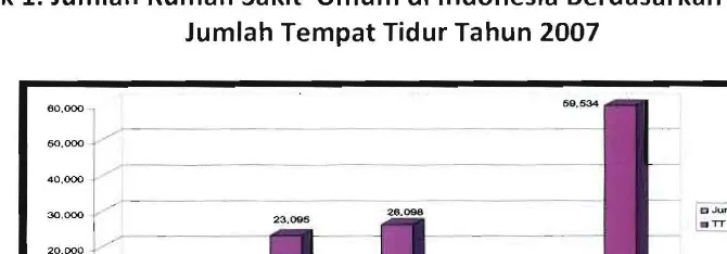 Grafik 1. Jumlah Rumah Sakit Umum di Indonesia Berdasarkan Kelas dan Jumlah Tempat Tidur Tahun 2007 