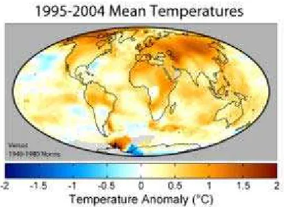 Gambar 1.3 Temperatur permukaan rata-rata selama periode 1995-2004 