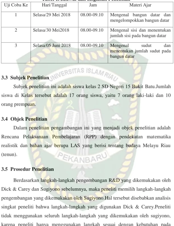 Tabel 1. Jadwal dan Kegiatan Penelitian 
