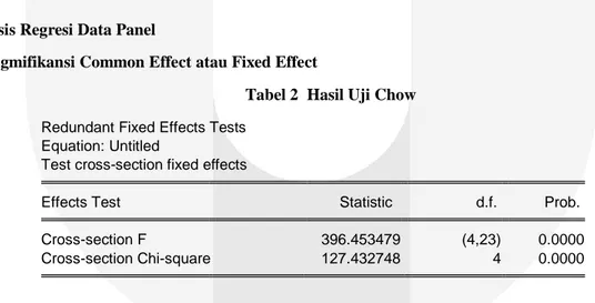 Tabel 2  Hasil Uji Chow  Redundant Fixed Effects Tests 