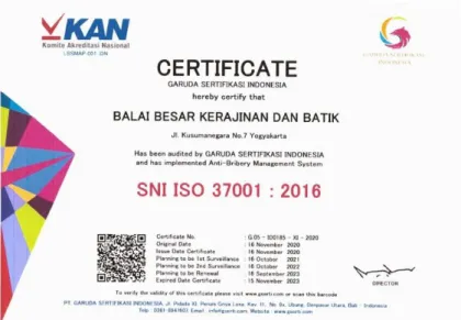 Gambar 6. Sertifikat SNI ISO 9001:2015 