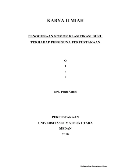 Penggunaan Nomor Klasifikasi Buku Terhadap Pengguna Perpustakaan