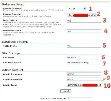 Gambar III.5 menu instalasi wordpress 