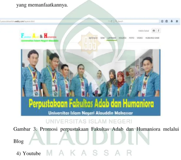 Gambar  3.  Promosi  perpustakaan  Fakultas  Adab  dan  Humaniora  melalui  Blog 