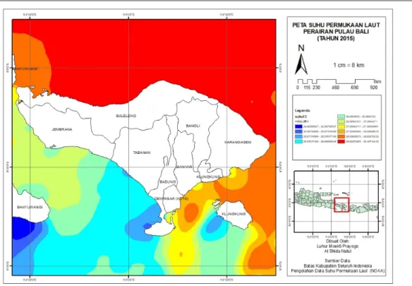 Gambar 2. Peta sebaran suhu permukaan laut pada Juni 2015 