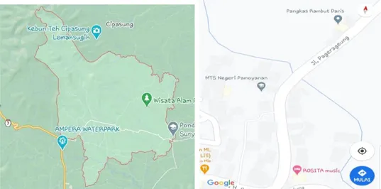 Gambar 1. Peta lokasi pengabdian masyarakat di wilayah   Desa Pagersari, Kecamatan Pagerageung 