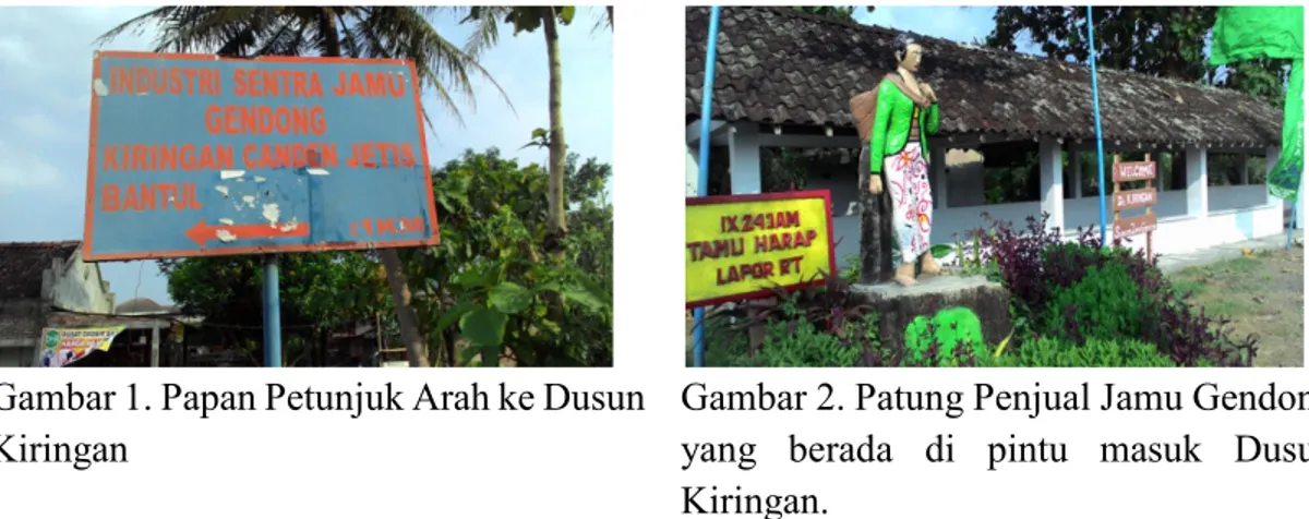 Gambar 2. Patung Penjual Jamu Gendong  yang  berada  di  pintu  masuk  Dusun  Kiringan