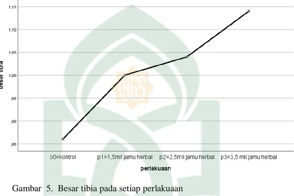 Gambar  5.  Besar tibia pada setiap perlakuaan 