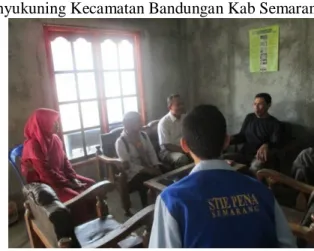 Gambar 1. Pertemuan dengan Ketua Kelompok Tani Al Kahfi dan Ngudi Tani, serta perangkat   Desa Banyukuning Kecamatan Bandungan Kab Semarang 