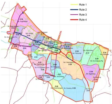 Gambar 5  Rute Angkutan Umum Optimal di Kota Tuban  (sumber : 