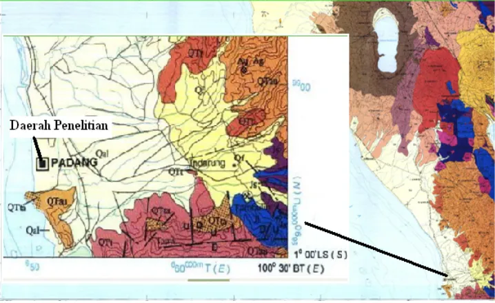 Gambar 6. Peta geologi Kota Padang (Dinas Energi dan Sumber Daya