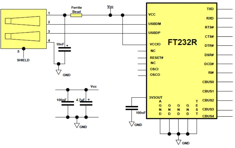 Gambar 2.6 RS-232 to USB menggunakan FT232R [6] 