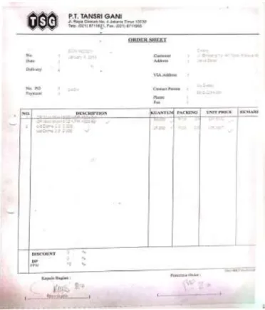 Gambar III 3  Dokumen Order Sheet 