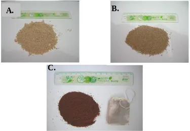 Gambar 3.  Sediaan dari ekstrak etanol dan serbuk kulit buah kering asam kandis  (A. Serbuk Instan; B