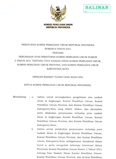 - 3 - Pasal 13 Jenis Naskah Dinas Penetapan Terdiri Atas: A. Keputusan ...