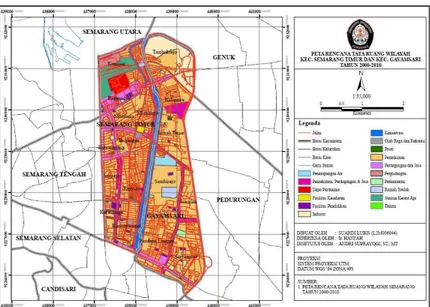Gambar 4.2. Peta Rencana Tata Ruang Wilayah Kecamatan Semarang Timur dan  Kecamatan Gayamsari tahun 2000 - 2010 