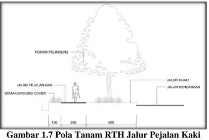 Gambar 1.7 Pola Tanam RTH Jalur Pejalan Kaki 