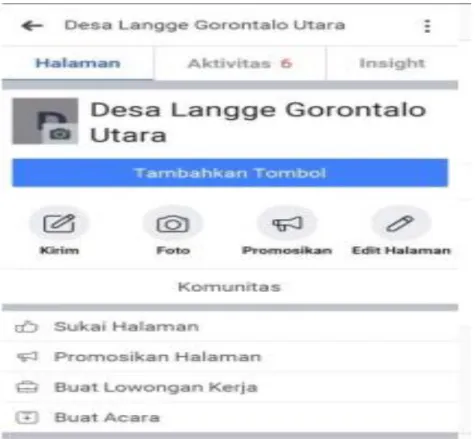 Gambar 5.4 Fanspage Desa Langge 