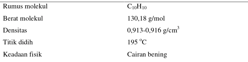 Tabel 2.3 Karakteristik divinilbenzena sebagai berikut (E. Merck, 2013) 