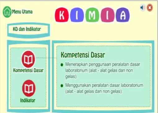 Gambar 7. Tampilan Menu Kompetensi Dasar dan Indikator 