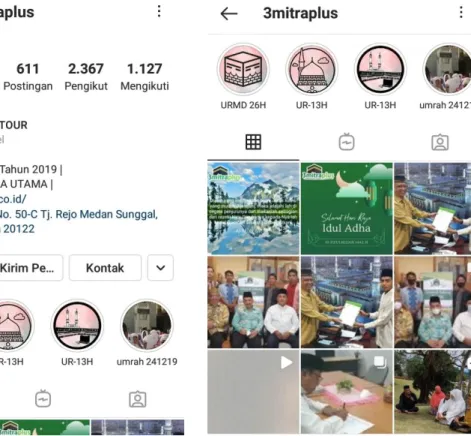 Gambar 4.2.3.2.2 Instagram biro perjalanan PT. 3Mitraplus 