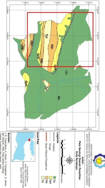 Gambar 2. 3 Peta Geologi Surabaya (Sukardi dkk., 1992) 