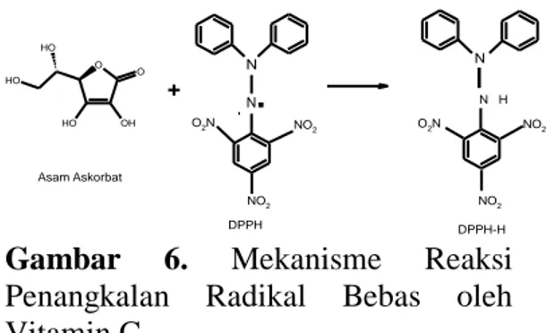 Gambar  6.  Mekanisme  Reaksi  Penangkalan  Radikal  Bebas  oleh  Vitamin C 
