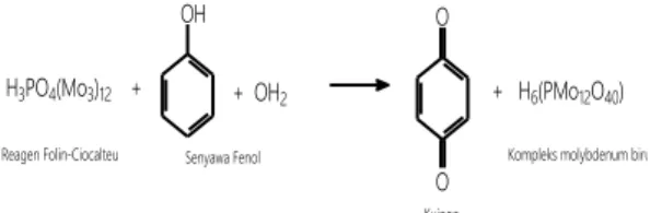 Gambar 4. Reaksi Senyawa Fenol dengan  Reagen  Folin-Ciocalteu (Hardiana et al., 2012)  Hasil Uji Aktivitas Antioksidan 