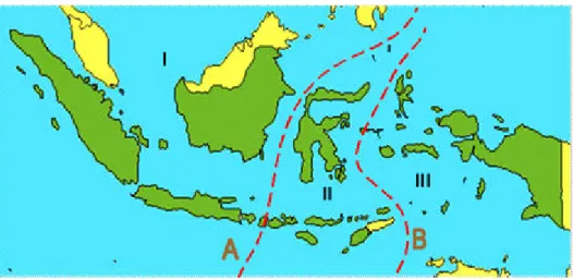 Gambar 1. Daerah distribusi ikan air tawar di Indonesia