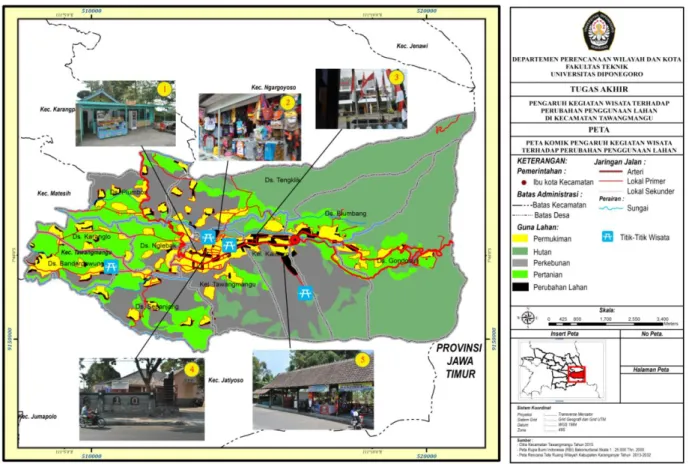 Gambar 2. Pengaruh Kegiatan Wisata Terhadap Perubahan Penggunaan Lahan   di Kecamatan Tawangmangu (Analisis, 2016) 