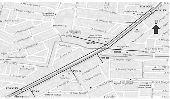 Gambar 1. Jaringan Jalan yang Diteliti  Sumber: Google Maps (Telah Diolah Kembali) 